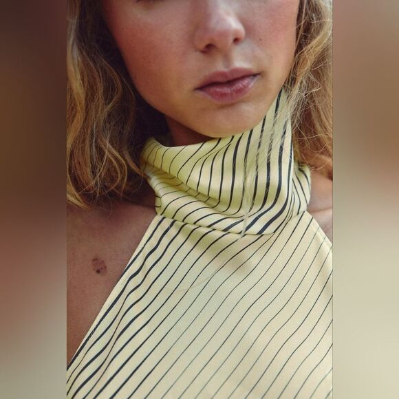 NWT ZARA SATIN EFFECT HALTER NECK LONG DRESS - Picture 7 of 11